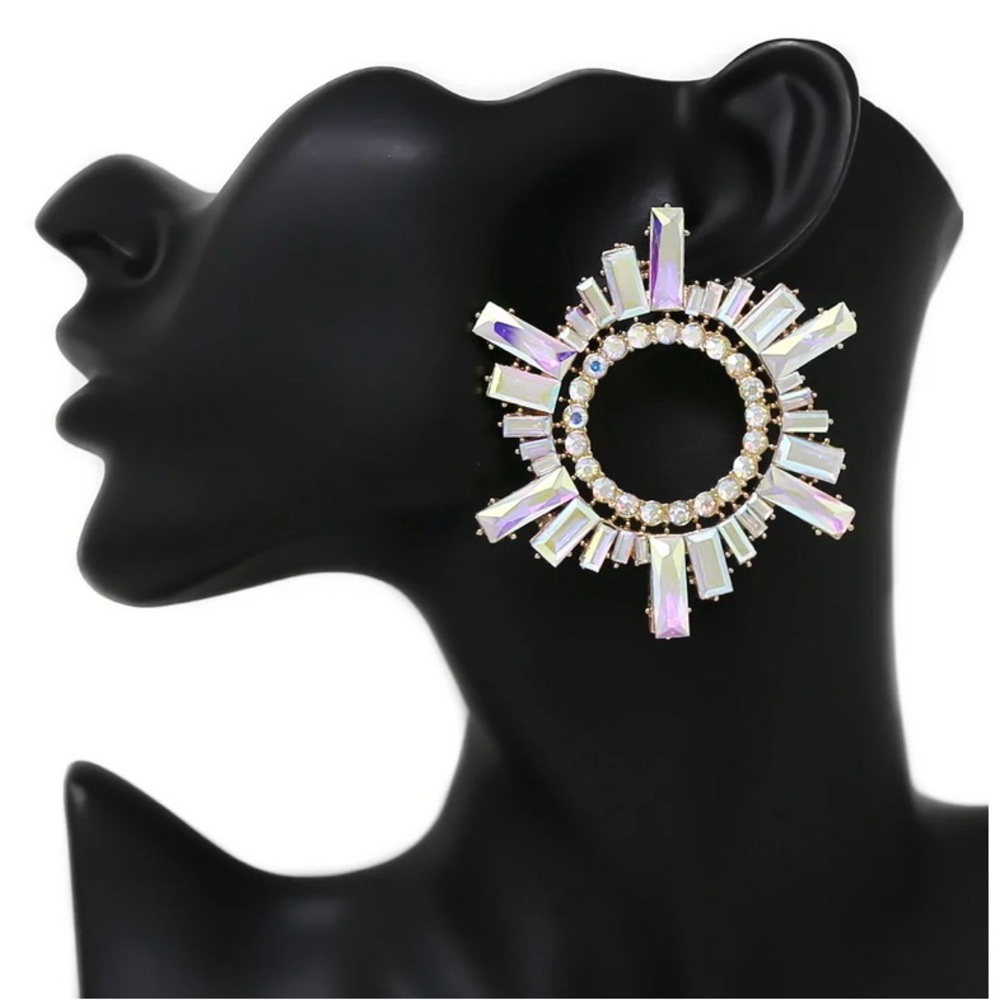 Elegant Crystal Sunburst Earrings